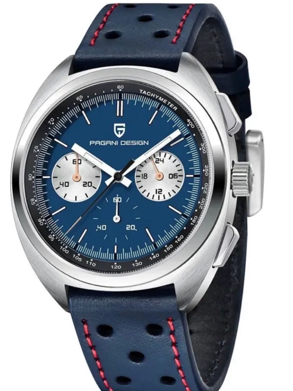 Pagani Design Blue Dial Chronograph leather strap Watch men’s